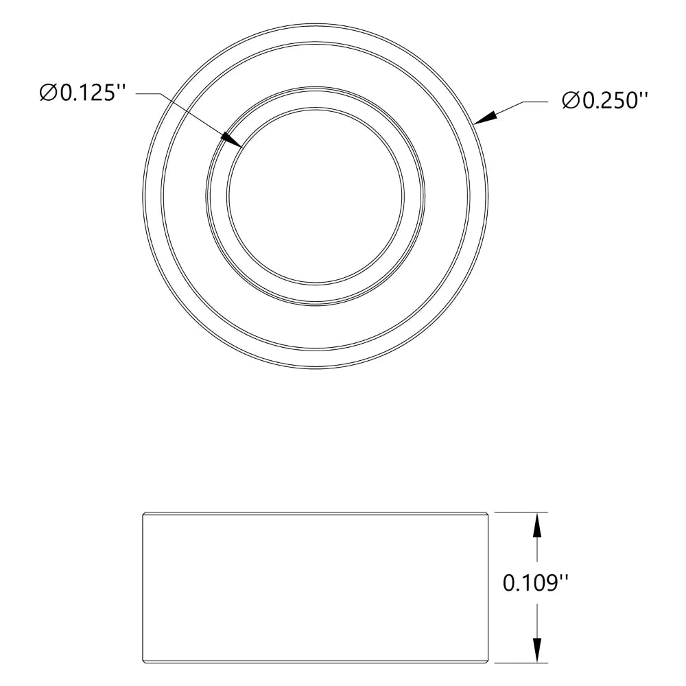 ServoCity 1/8" ID Non-Flanged Ball Bearing (1/4" OD, 7/64" Thickness) - 2 Pack