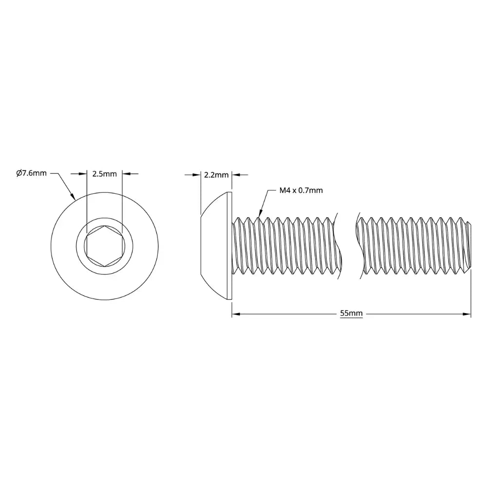 ServoCity 2802 Series Button Head Screw (M4 x 0.7mm, 55mm Length) - 25pk