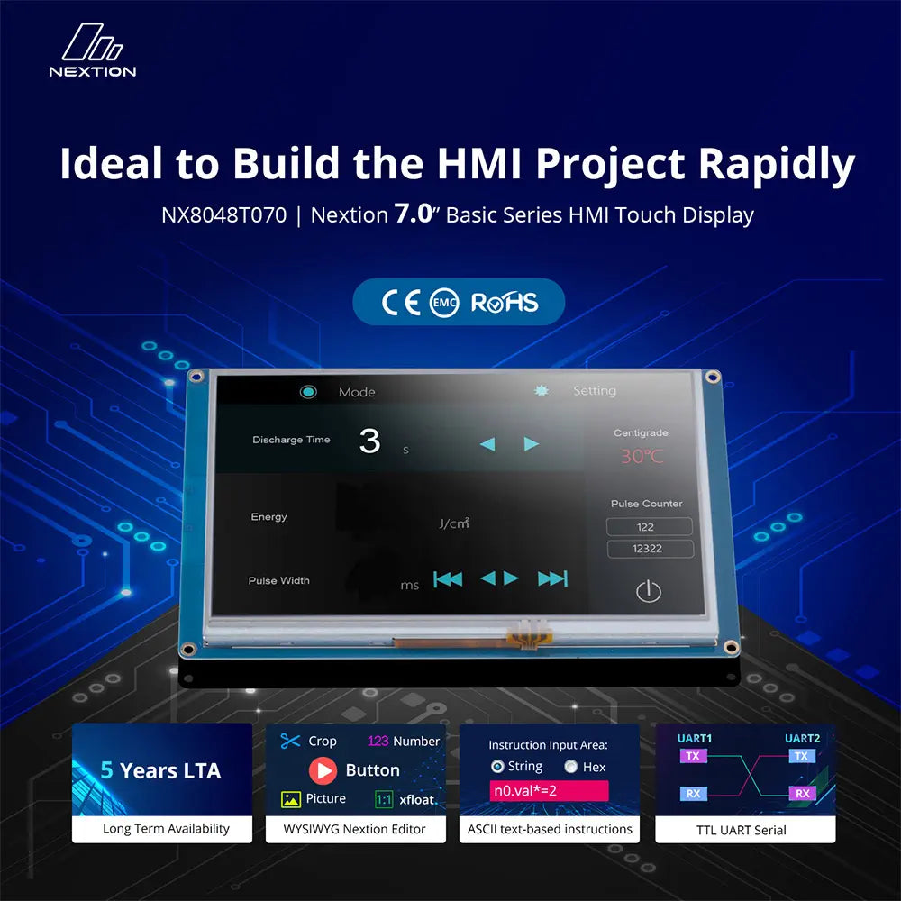 Nextion 7.0” Basic Series HMI Touch Display (NX8048T070)