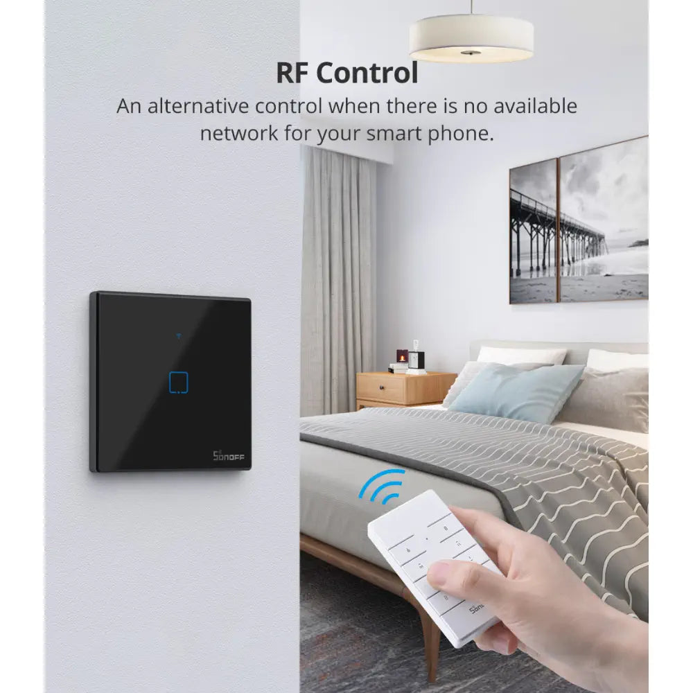SONOFF TX Series WiFi Wall Switch (T3, EU, 1 Gang, Black)