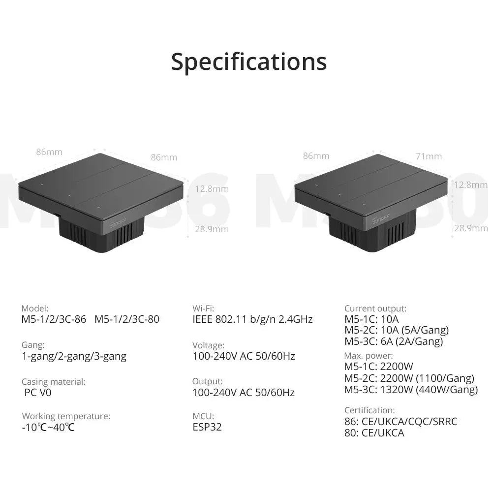 SONOFF SwitchMan Smart Wall Switch-M5 (1 Gang - Type 120)