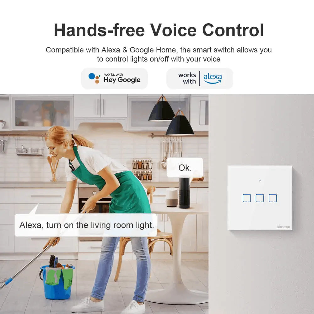 SONOFF TX Series WiFi Wall Switch (T0, EU, 3 Gang, White)