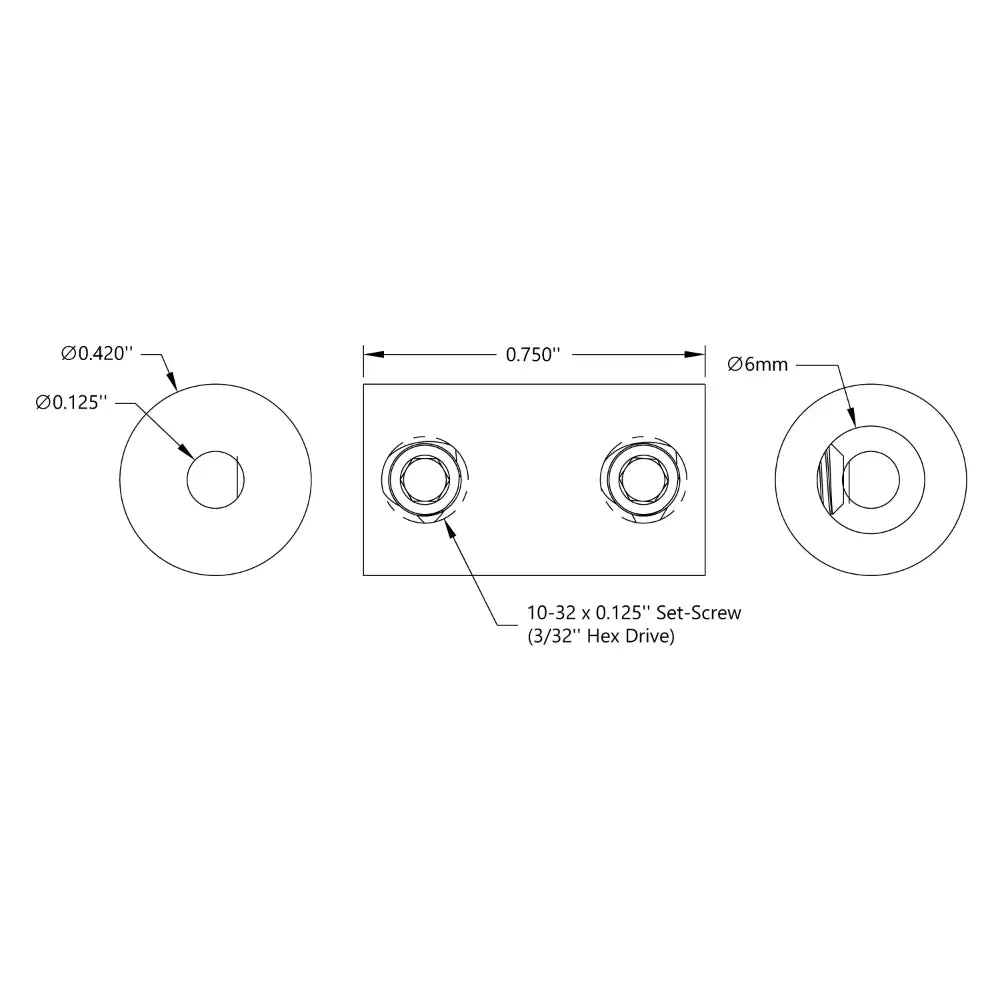 ServoCity 0.125" to 6mm Set-Screw Shaft Coupler