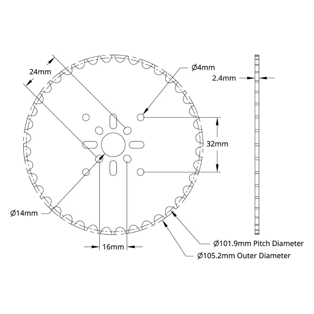 ServoCity 8mm Pitch Acetal Hub-Mount Sprocket (14mm Bore, 40 Tooth)