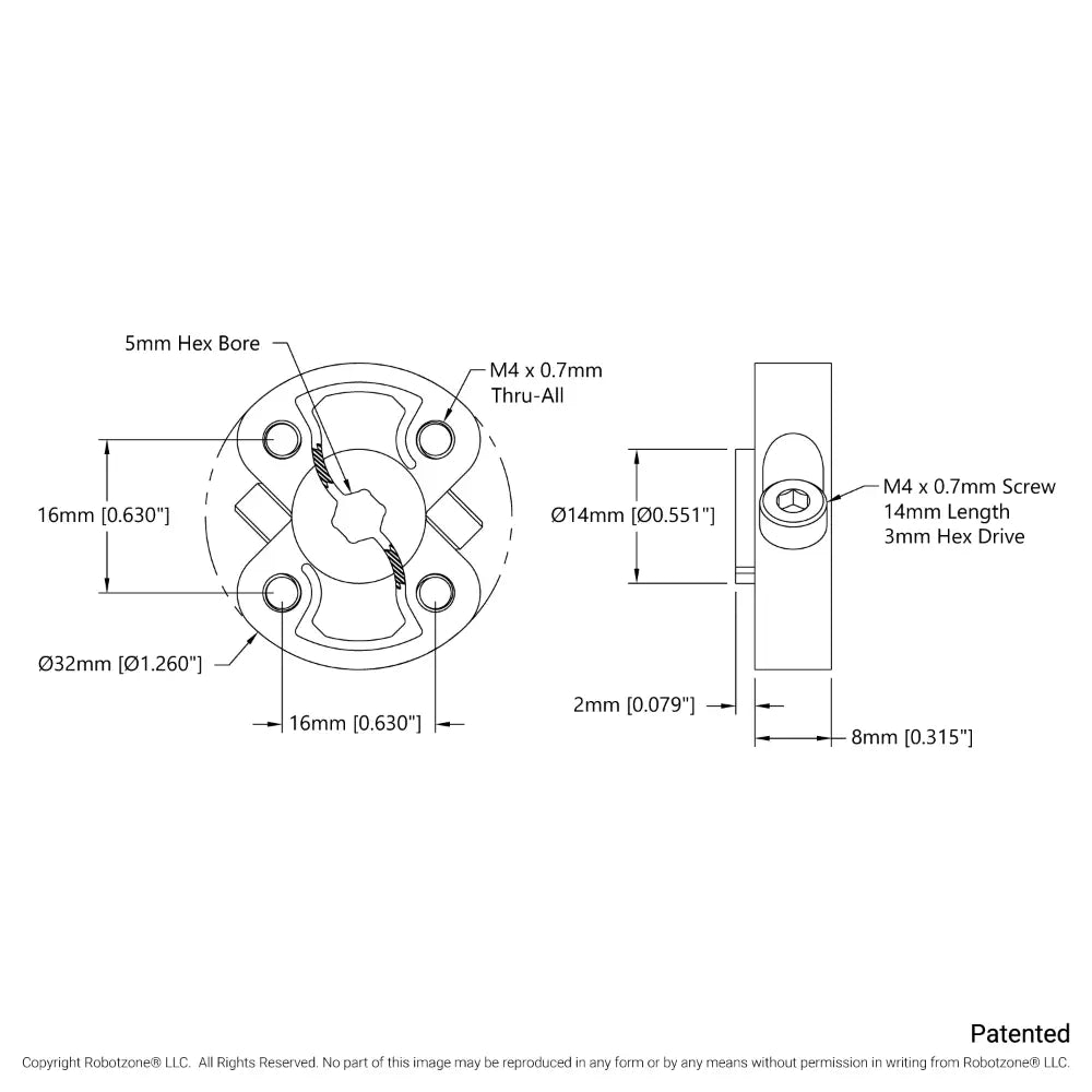 ServoCity 1309 Series Sonic Hub (5mm Hex Bore)