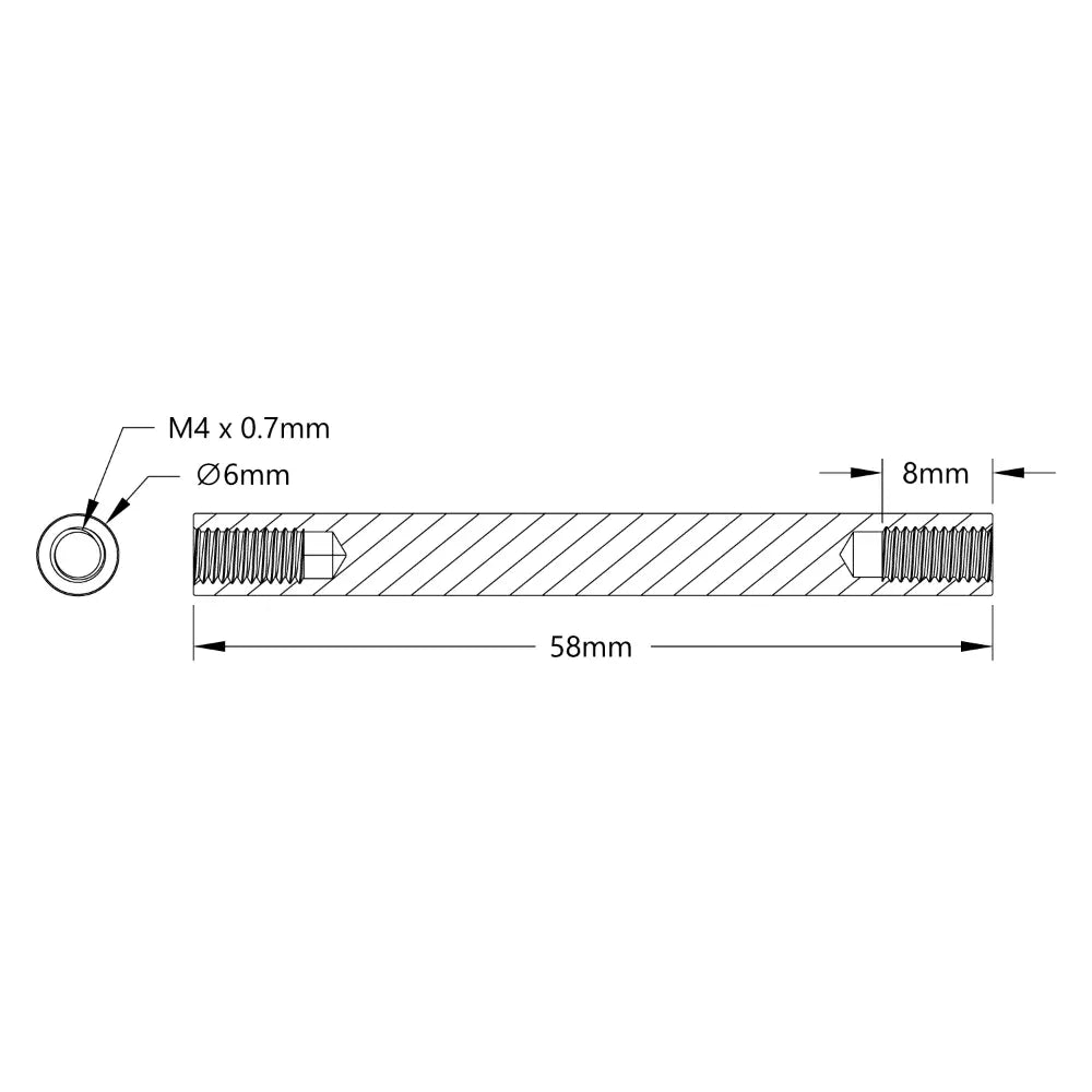 ServoCity 1501 Series M4 x 0.7mm Standoff (6mm OD, 58mm Length) - 4 Pack