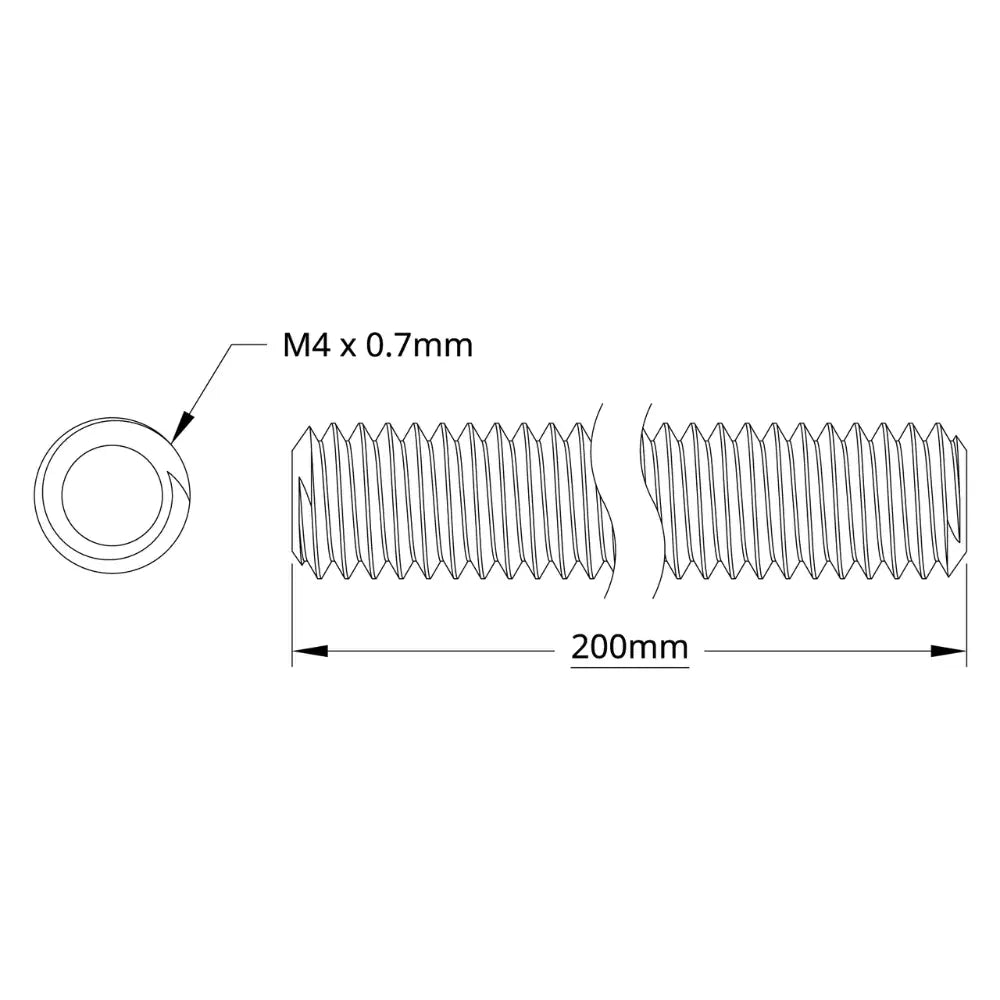 ServoCity 2808 Series Threaded Rod (M4 x 0.7mm, 200mm Length) - 2 Pack