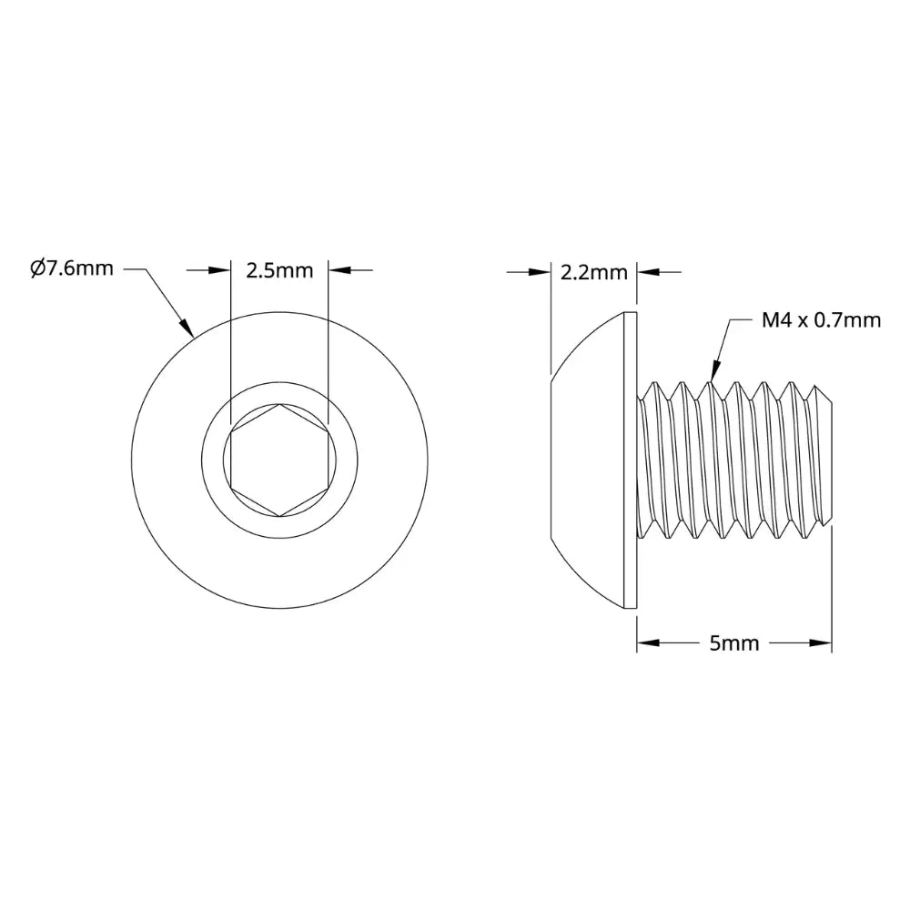 ServoCity 2802 Series Button Head Screw (M4 x 0.7mm, 5mm Length) - 25pk