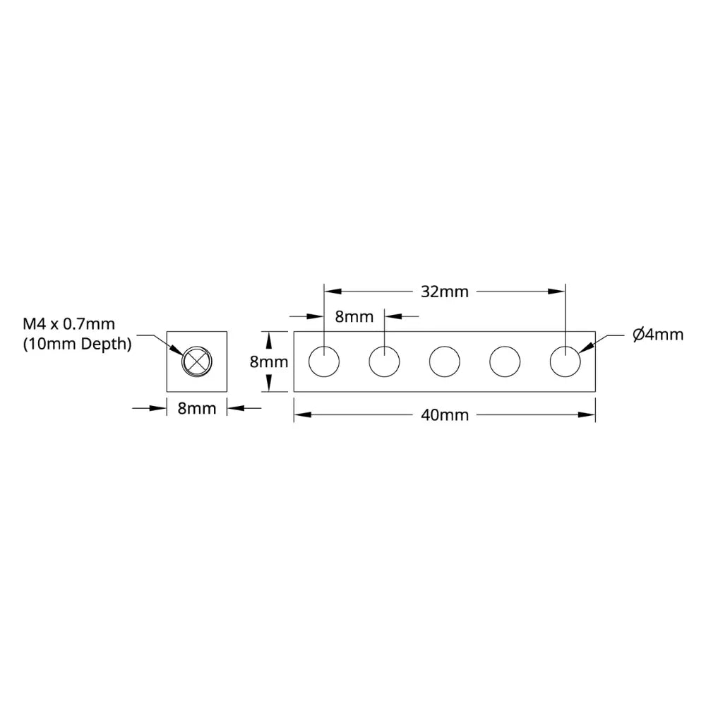 ServoCity 1106 Series Square Beam (5 Hole, 40mm Length)