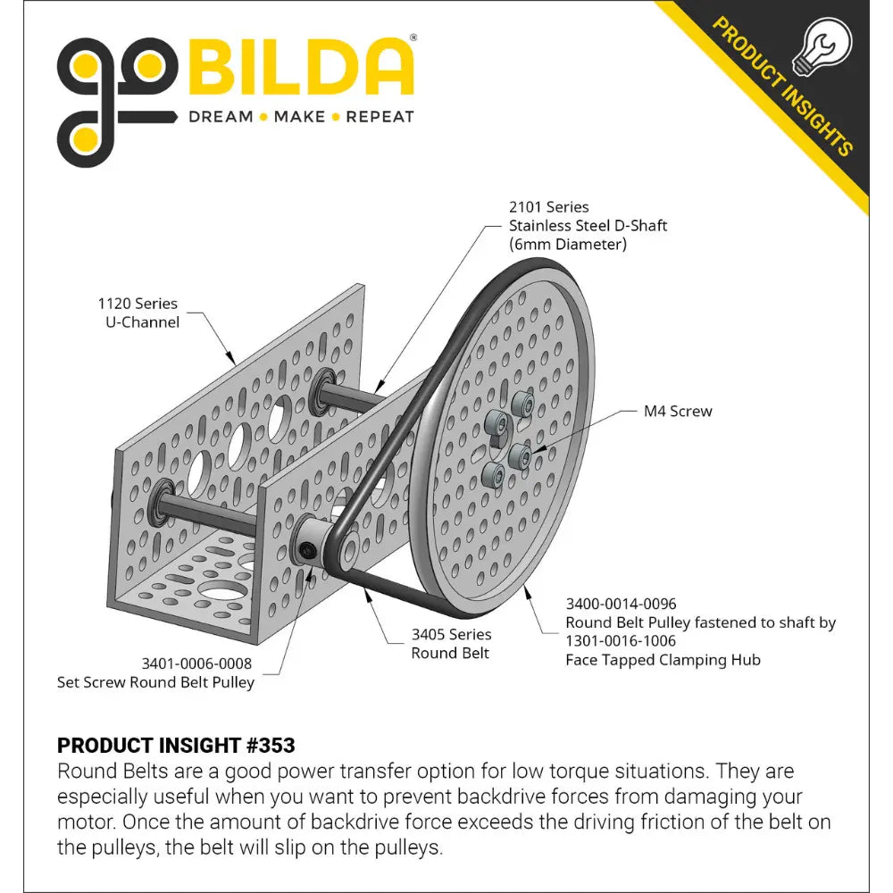 ServoCity 3405 Series Round Belt (5mm Cord Diameter, 573mm Circumference)