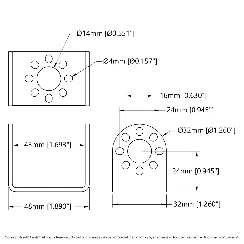 ServoCity U-Bracket, Round-End