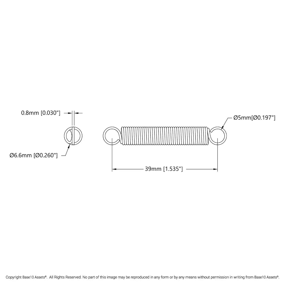 ServoCity Extension Spring (6.5mm OD, 1.5Kg Max Load, 39-72mm Length)