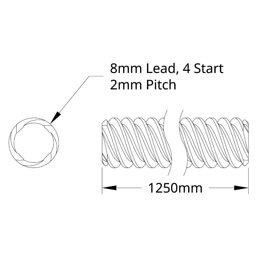 ServoCity 3501 Series Lead Screw (8mm Lead, 4 Start, 1250mm Length)