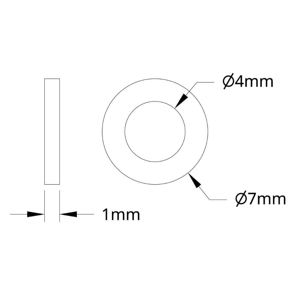 ServoCity 2807 Series Shim (4mm ID x 7mm OD, 1mm Thickness) - 12 Pack