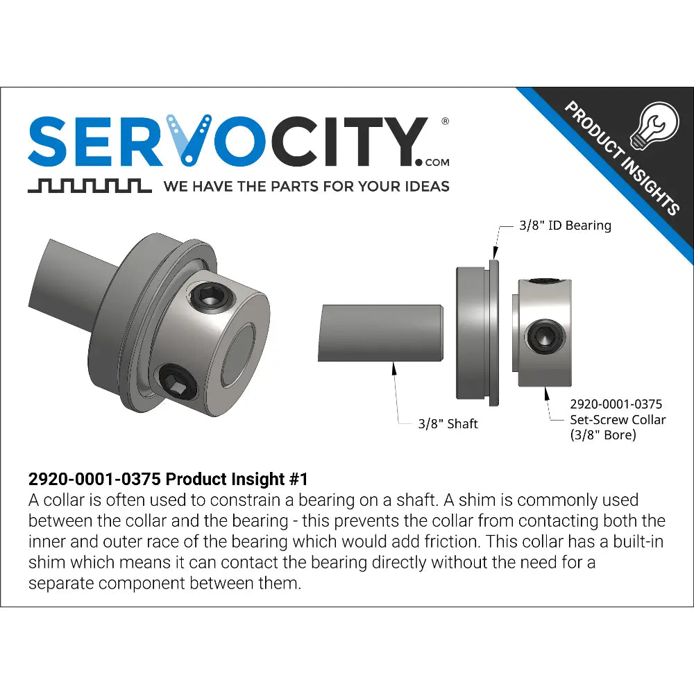 ServoCity 2920 Series Set-Screw Collar (3/8" Bore) - 2 Pack