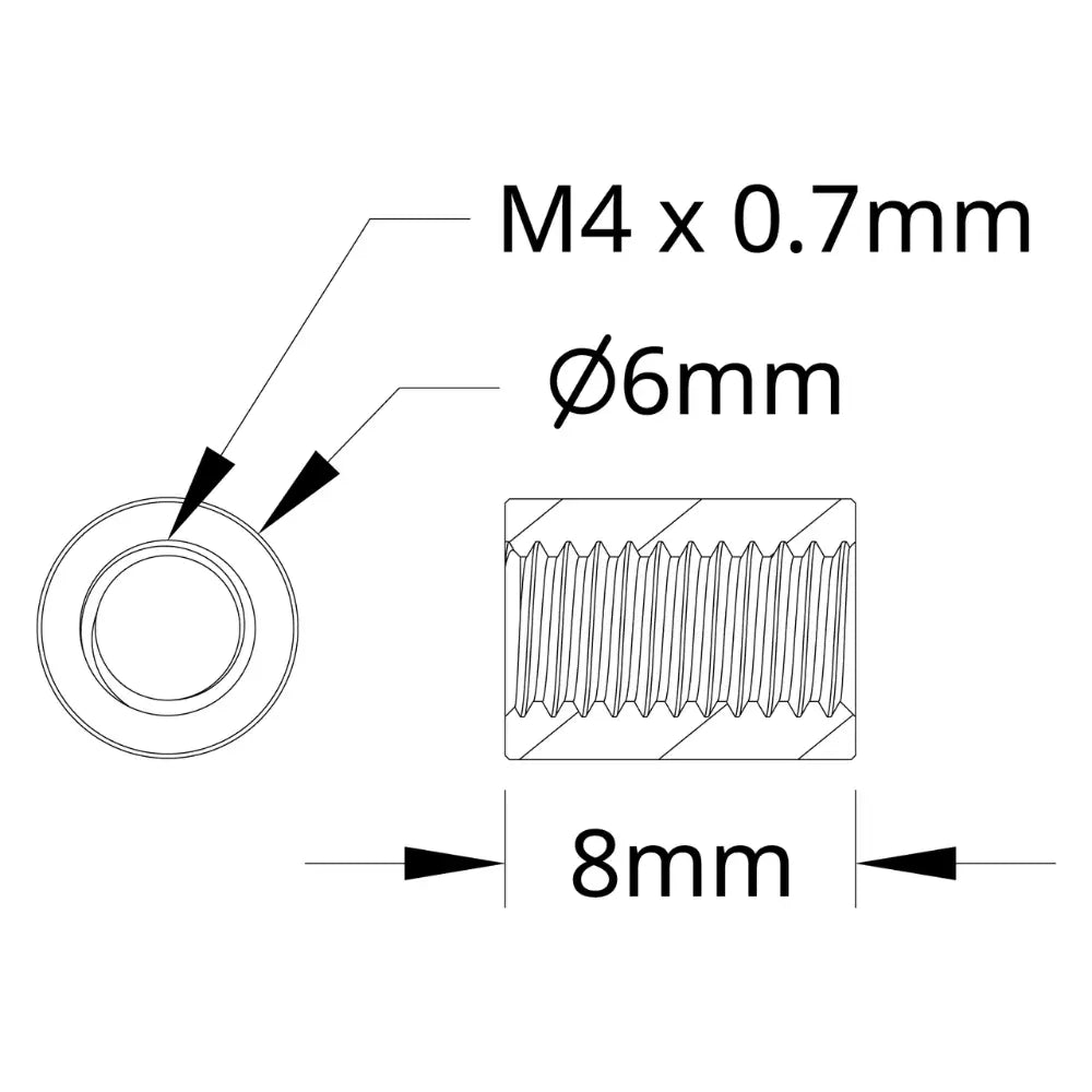 ServoCity 1501 Series M4 x 0.7mm Standoff (6mm OD, 8mm Length) - 4 Pack