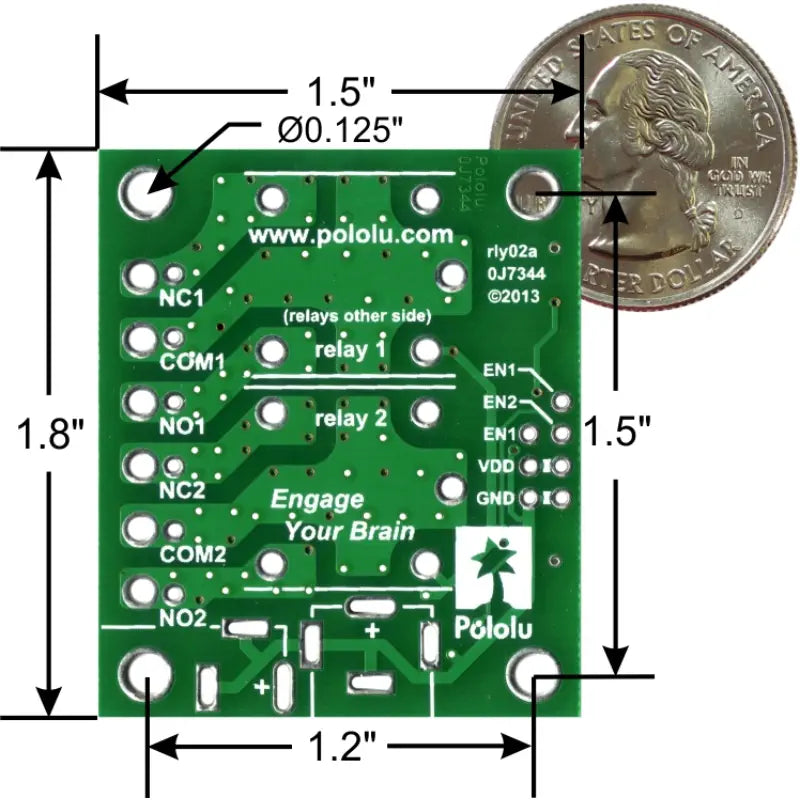 Pololu Basic 2-Channel SPDT Relay Carrier for"Sugar Cube" Relays