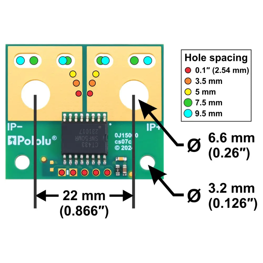 Pololu CT432-HSWF50DR TMR Current Sensor Large Carrier 0A to 50A, 5V