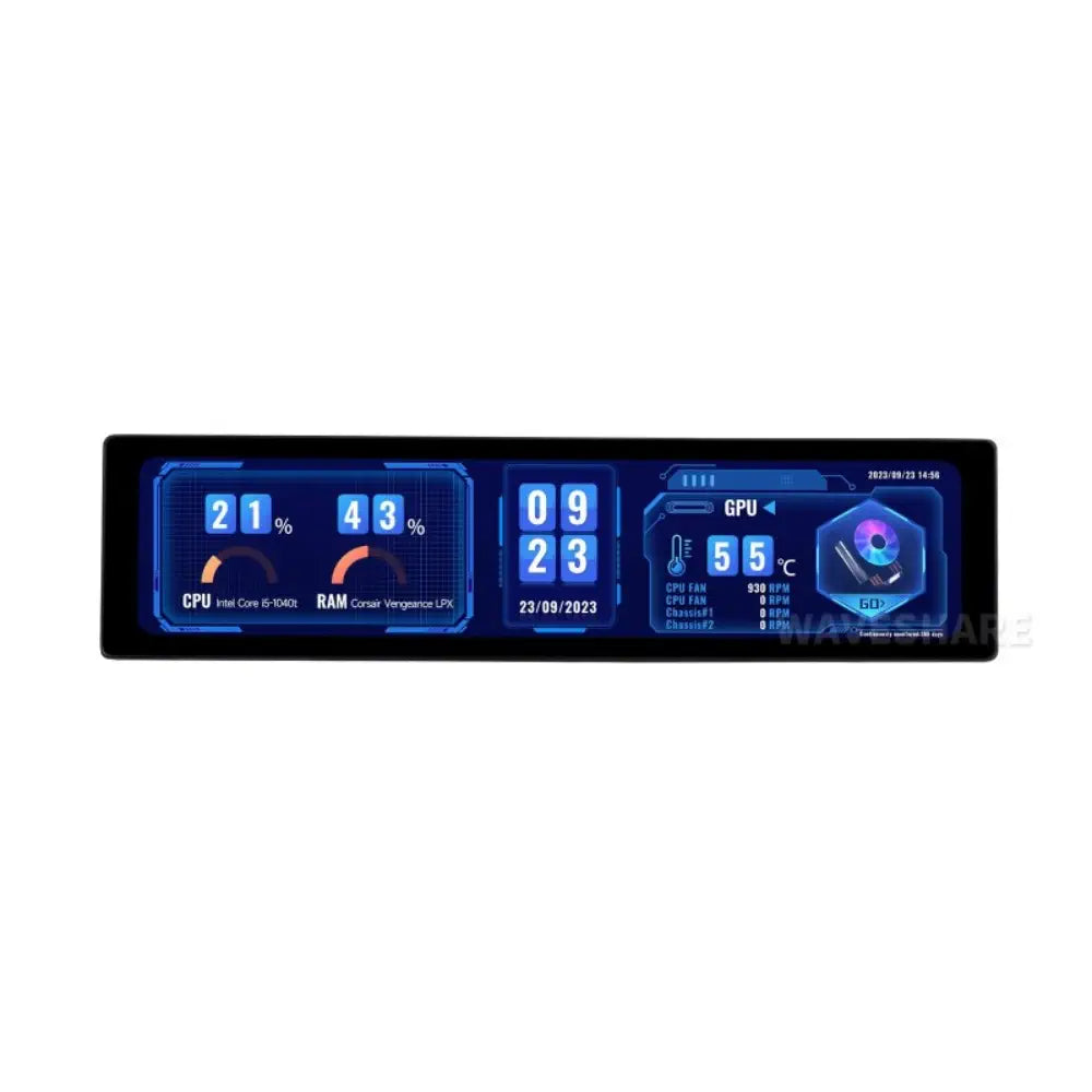 Waveshare 11.9" IPS Display, 320×1480 Pixel, Toughened Glass Panel, HDMI Interface