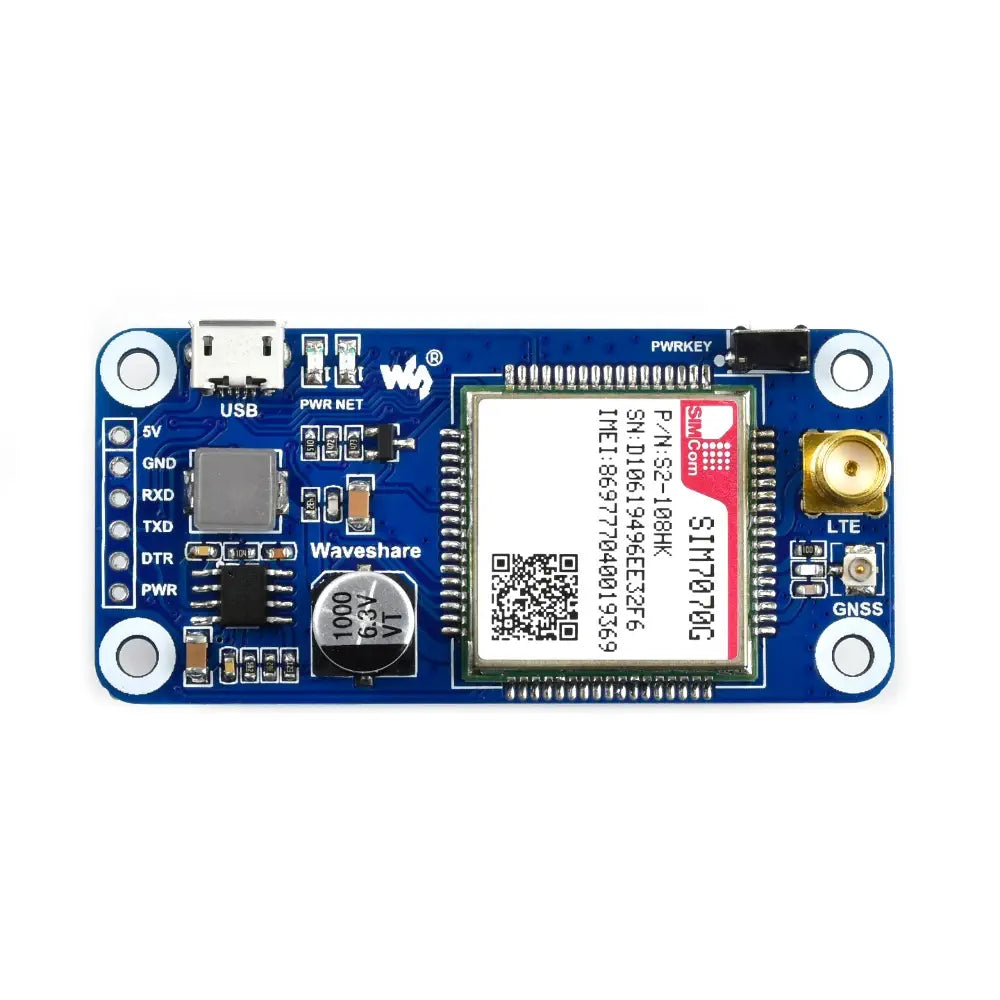 Waveshare SIM7070G NB-IoT / Cat-M / GPRS / GNSS HAT for Raspberry Pi (Global Band Support)