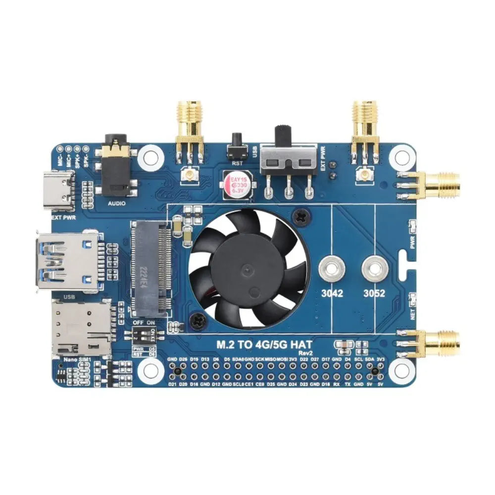 Waveshare RM502Q-AE 5G HAT for Raspberry Pi, Quad Antennas LTE-A, Multi Band, 5G/4G/3G (EU)