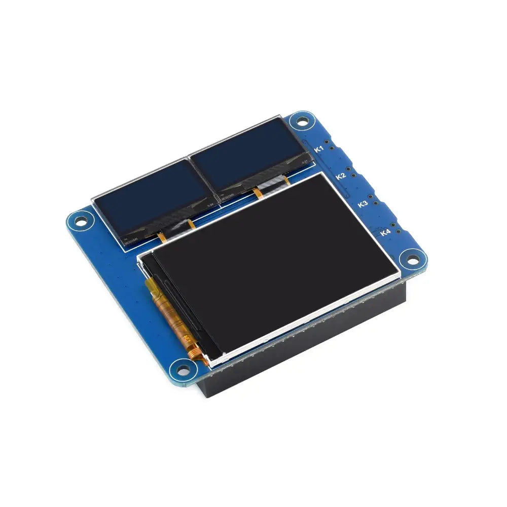 Waveshare Raspberry Pi OLED/LCD HAT, Onboard 2" IPS LCD Main Screen & Dual 0.96" Blue OLEDs