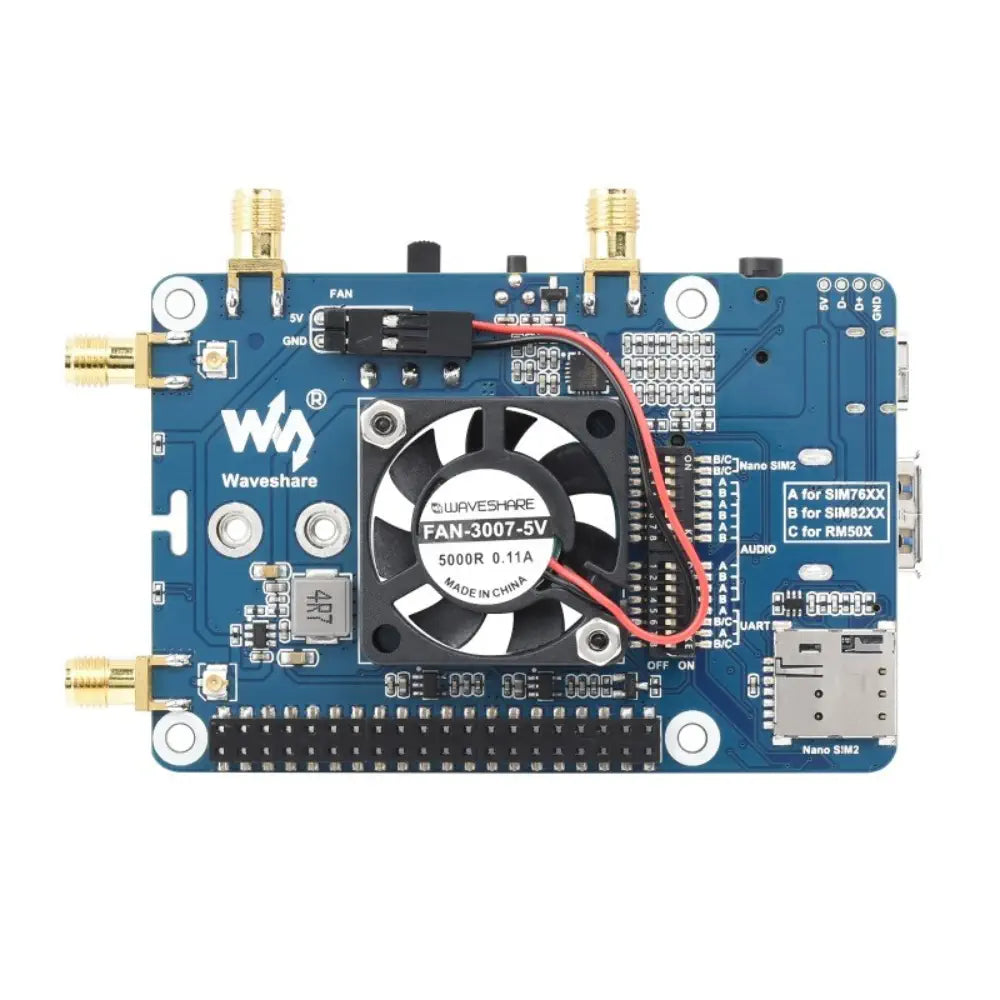 Waveshare RM500Q-GL 5G HAT for Raspberry Pi, Quad Antennas LTE-A, Multi Band, 5G/4G/3G (EU)