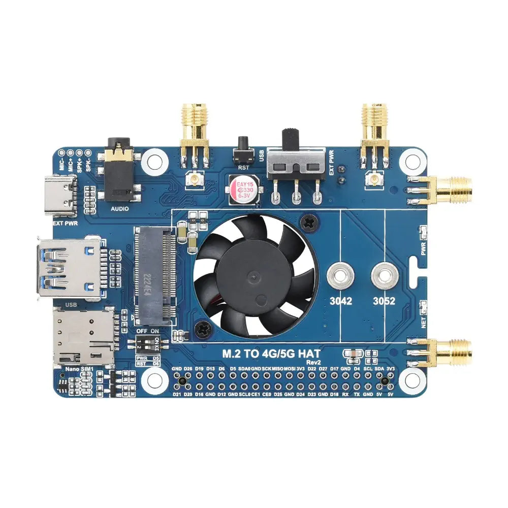 Waveshare Raspberry Pi LTE Cat 6 Communication HAT, LTE-A Global Multi-Band, GNSS Positioning, W/ EM060K-GL Module