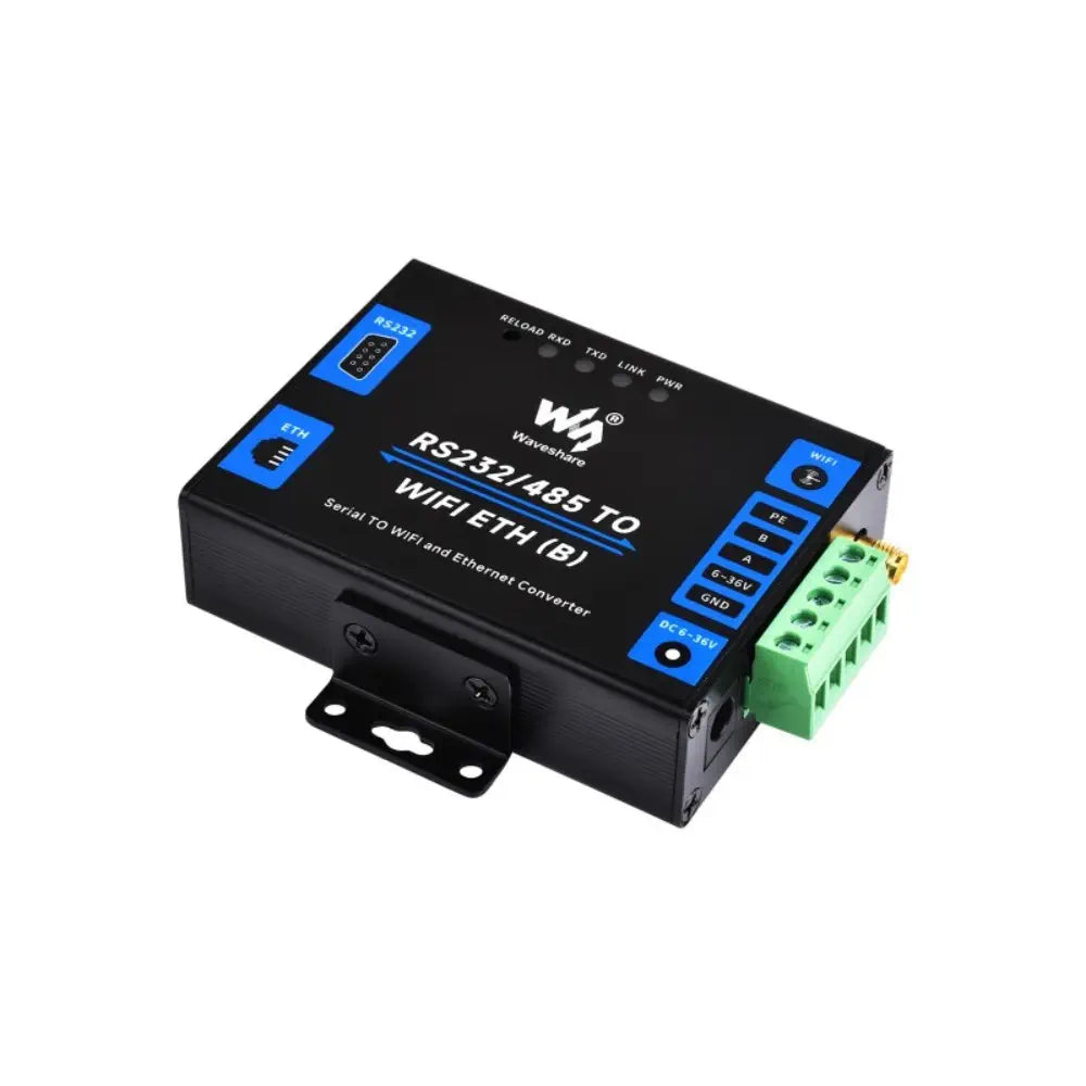 Waveshare Industrial Grade Serial Server RS232/485 to WiFi & Ethernet, Modbus Gateway, MQTT Gateway, Metal Case
