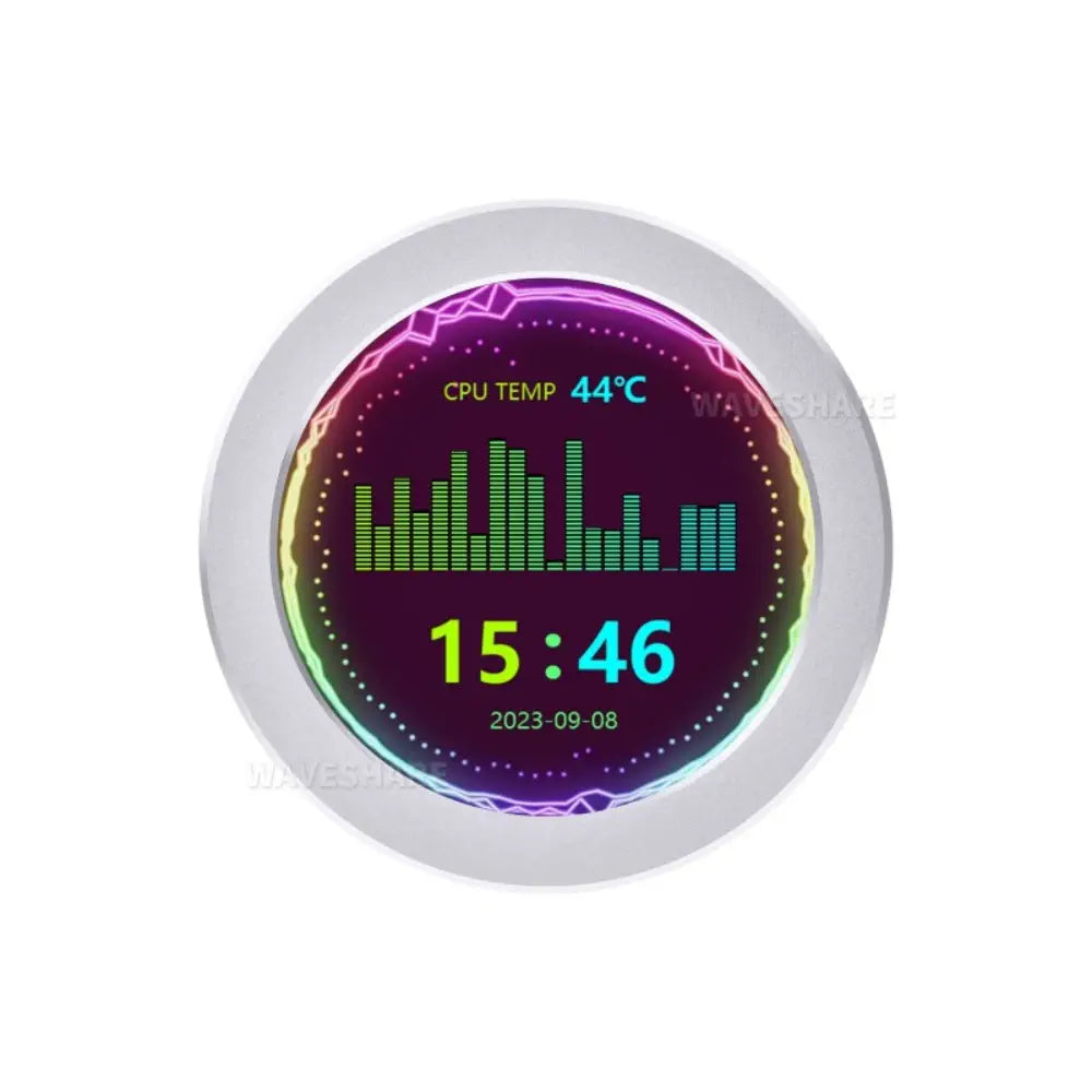 Waveshare 2.8 " USB Monitor, AIO LCD Screen, CPU Cooler Display Screen, RGB Ambient Screen (Silver)