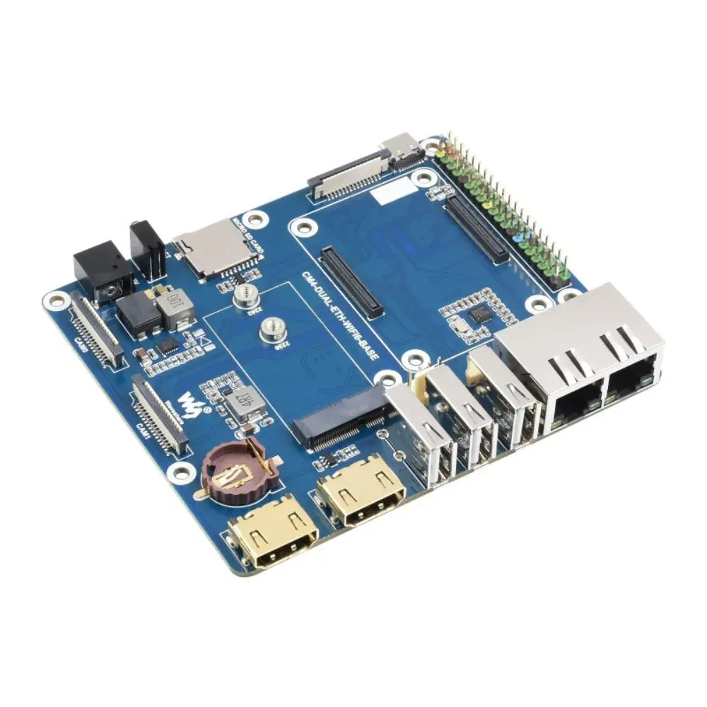 Waveshare WIFI6 Dual ETH Mini-Computer for Raspberry Pi CM4 (not Included), Onboard M.2 E (Board Only)