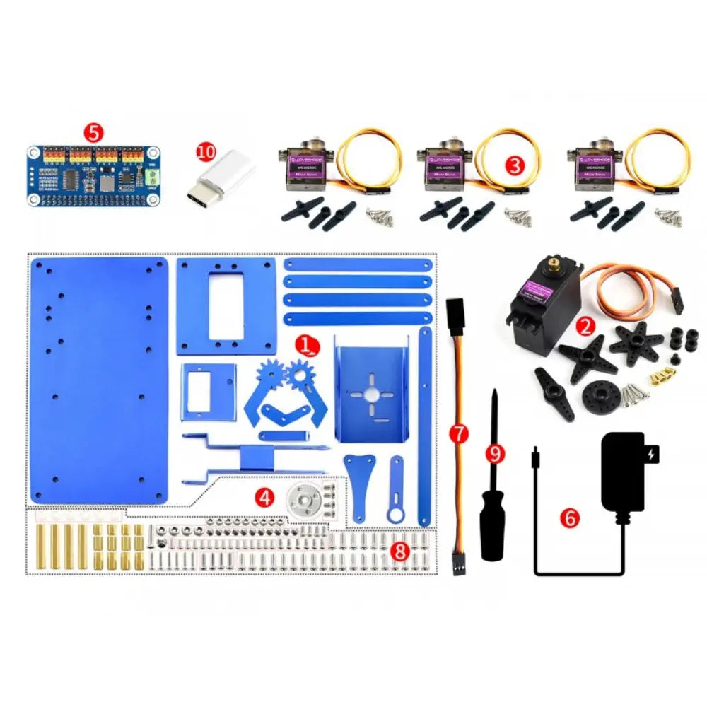 Waveshare 4-DOF Metal Robot Arm Kit for Raspberry Pi, Bluetooth/WiFi