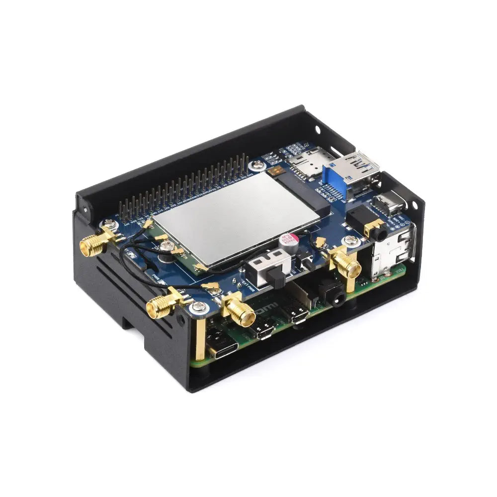 Waveshare RM500U-CNV 5G HAT for Raspberry Pi, Quad Antenna LTE-A, Multi Band, 5G/4G/3G (Case, EU)