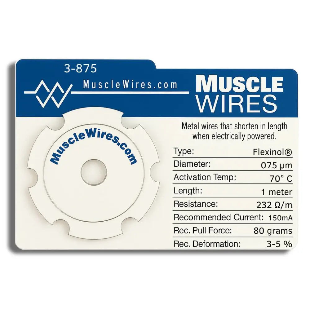 Dynalloy Muscle Wires® Actuator Wire 075 µm LT 1m