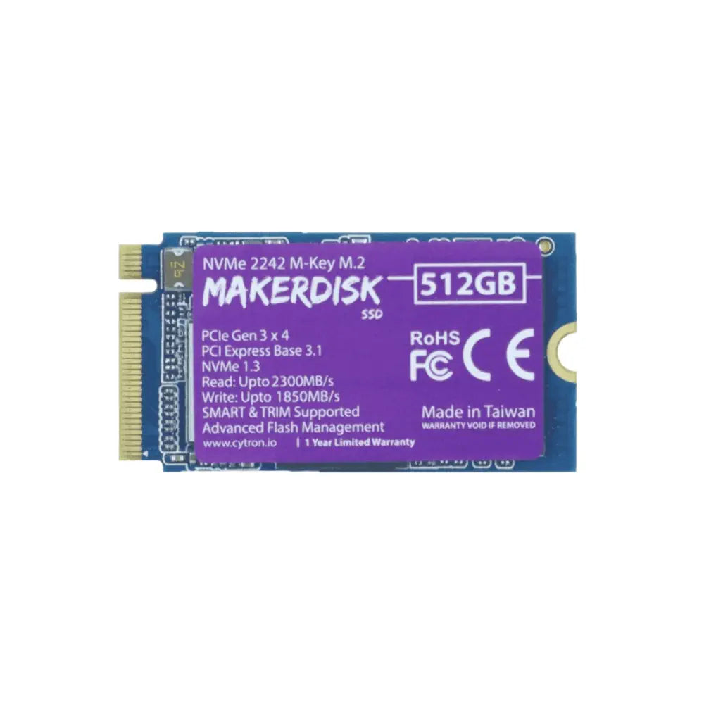 Cytron MakerDisk NVMe 2242m-Key SSD 512GB (Preloaded w/ Raspberry Pi OS)