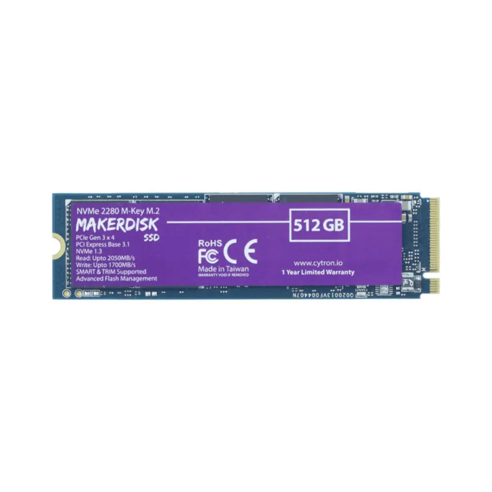 Cytron MakerDisk 512GB NVMe 2280m-Key SSD (Raspberry Pi OS Ready)
