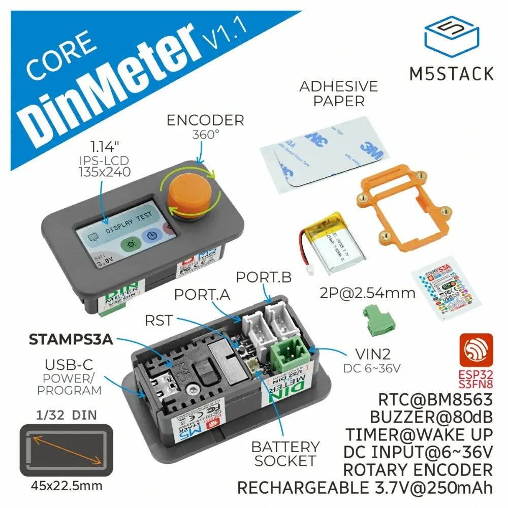 M5Stack Din Meter v1.1 w/ M5StampS3A