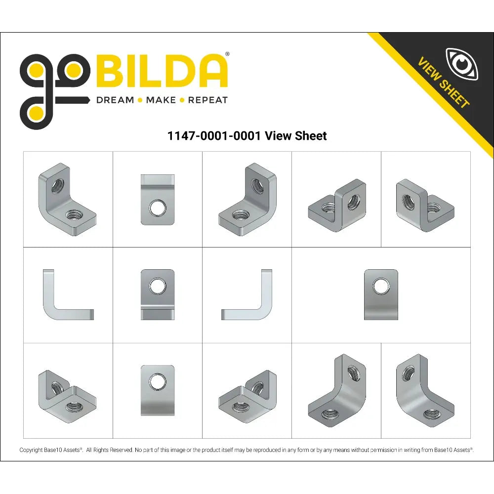goBILDA Threaded Steel L-Bracket (1 Hole) - 12 Pack