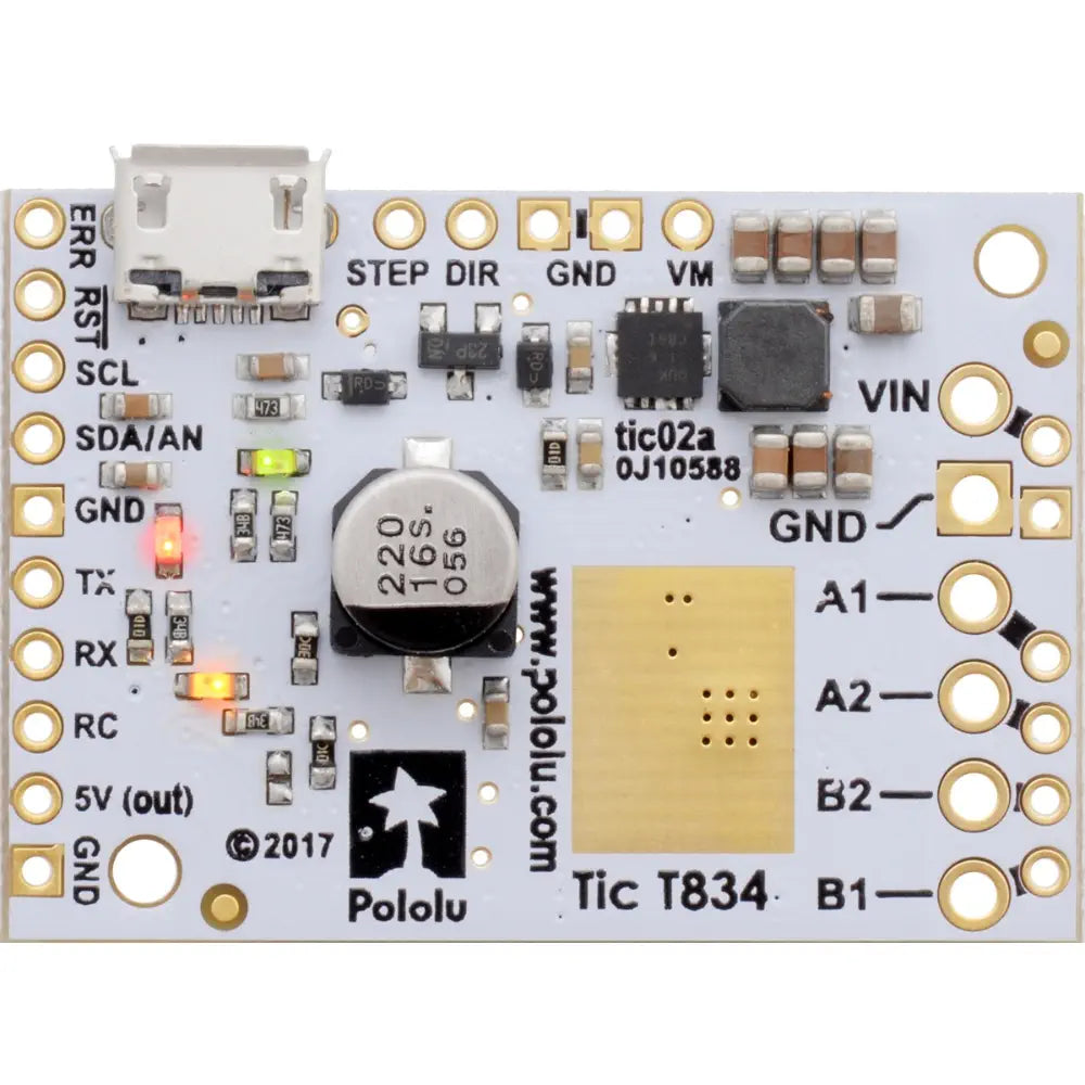 Tic T834 USB Multi-Interface Stepper Motor Controller (2.5V-10.8V, 1.5A per phase)