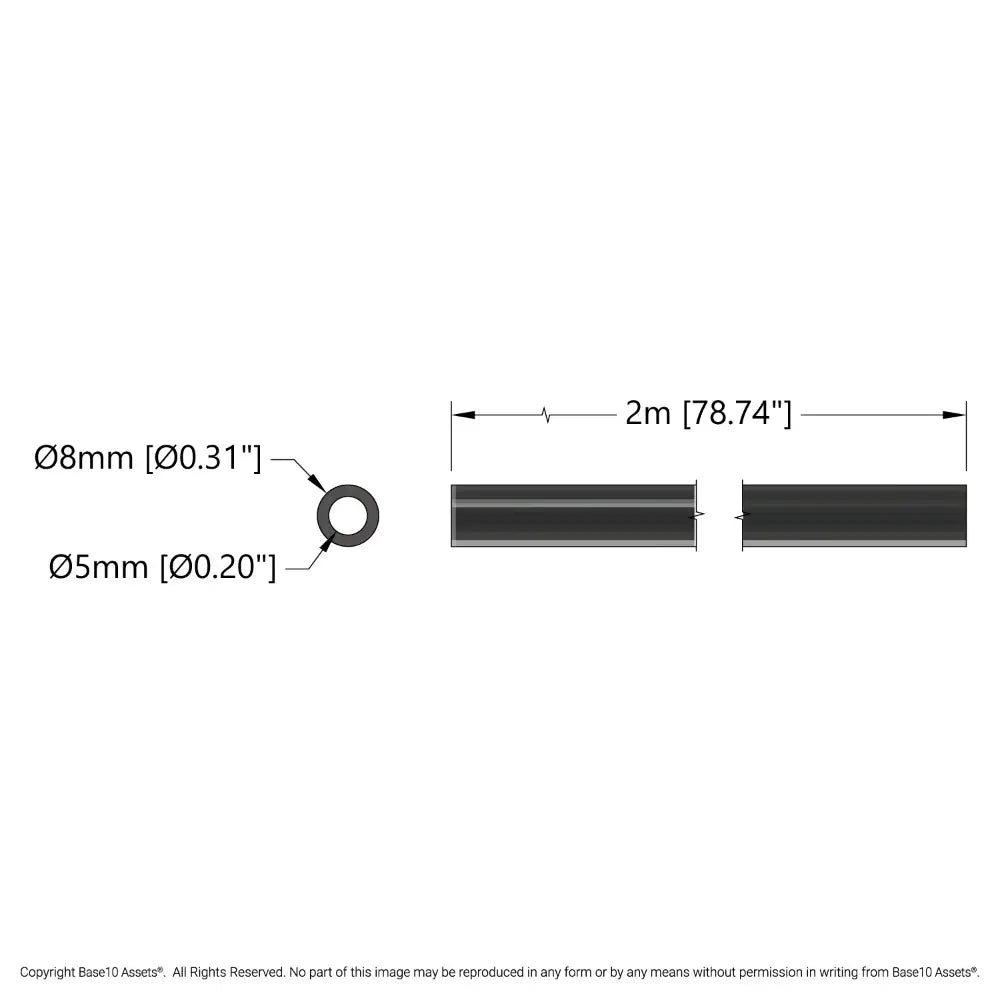 ServoCity Silicone Rubber Tubing (5mm ID x 8mm OD, 50A Durometer, 2m Length)