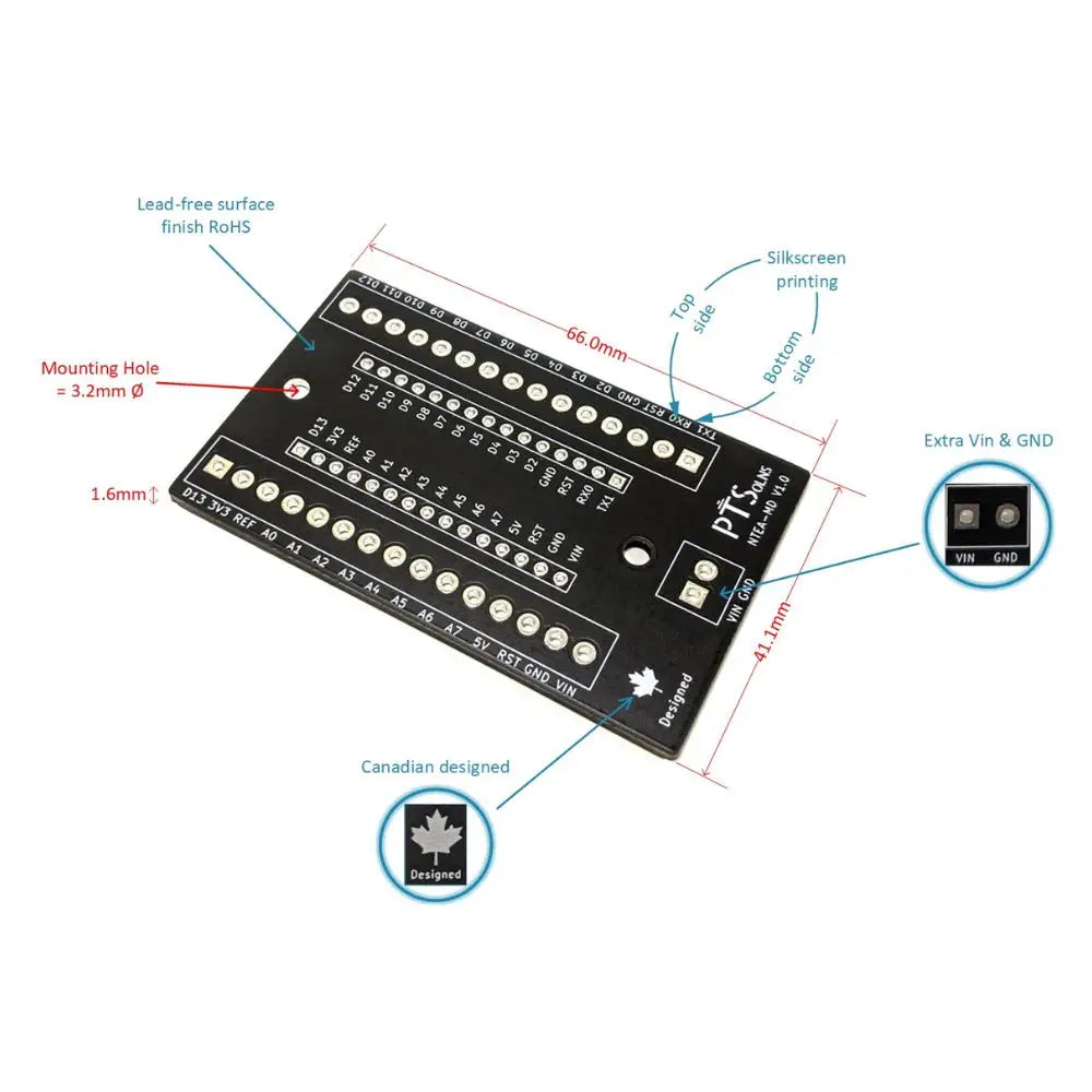 PTSolns Breakout Board Kit for Nano Development Board NTEA-MD