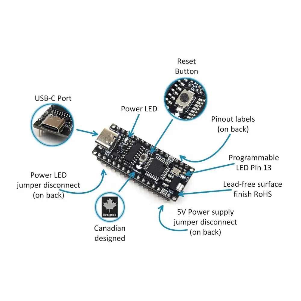 PTSolns Nano Flip Microcontroller based on ATmega328P Arduino Nano ...