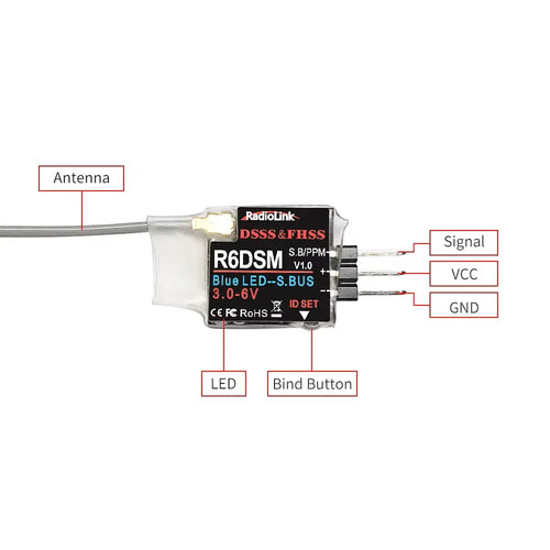 RadioLink R6DSM 10ch ppm & S-BUS Receiver