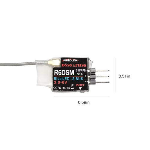 RadioLink R6DSM 10ch ppm & S-BUS Receiver