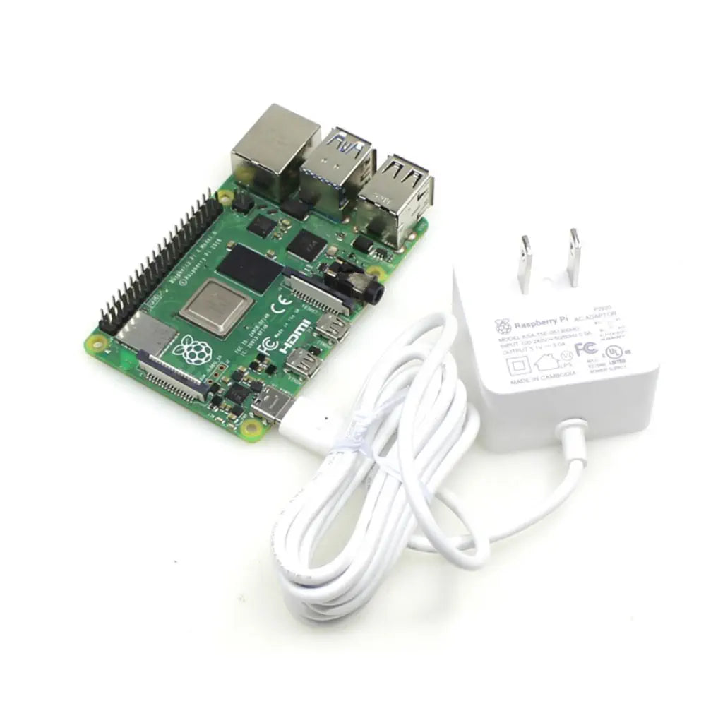 Raspberry Pi 4 Power Supply USB-C 5.1V 3A (White, UL Listed)