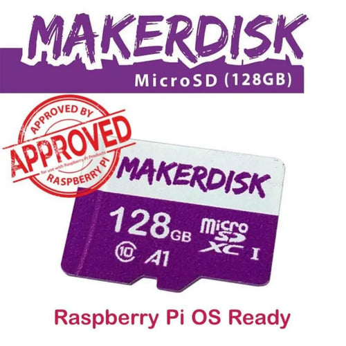 Raspberry Pi Approved MakerDisk microSD Card w/ RPi OS (128GB)