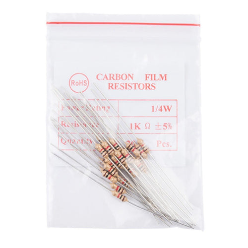 Resistor 1k Ohm 1/4 Watt PTH (20pk)