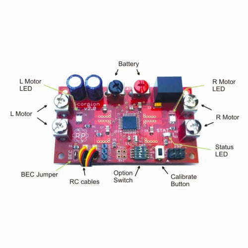Robot Power Scorpion XL 2.0 Dual Channel R/C Motor Controller 20A, 5.5-28V