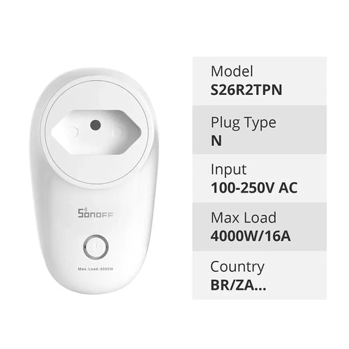 SONOFF S26R2 WiFi Smart Plug –EU/BR/UK (Type N)