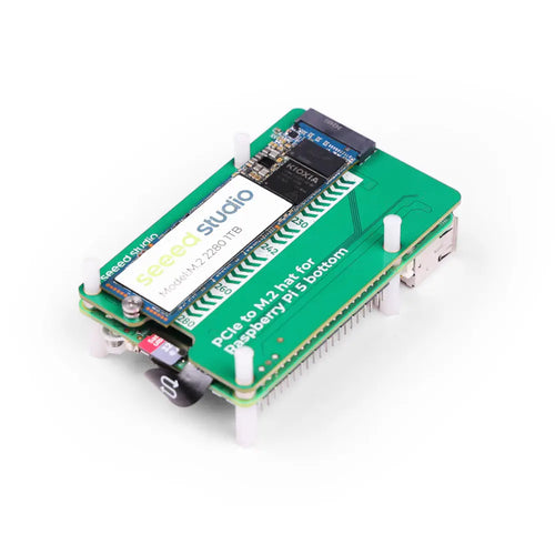 SeeedStudio PCIe to M.2 HAT for Raspberry Pi 5, Support NVMe SSD, Support Hailo8/8L